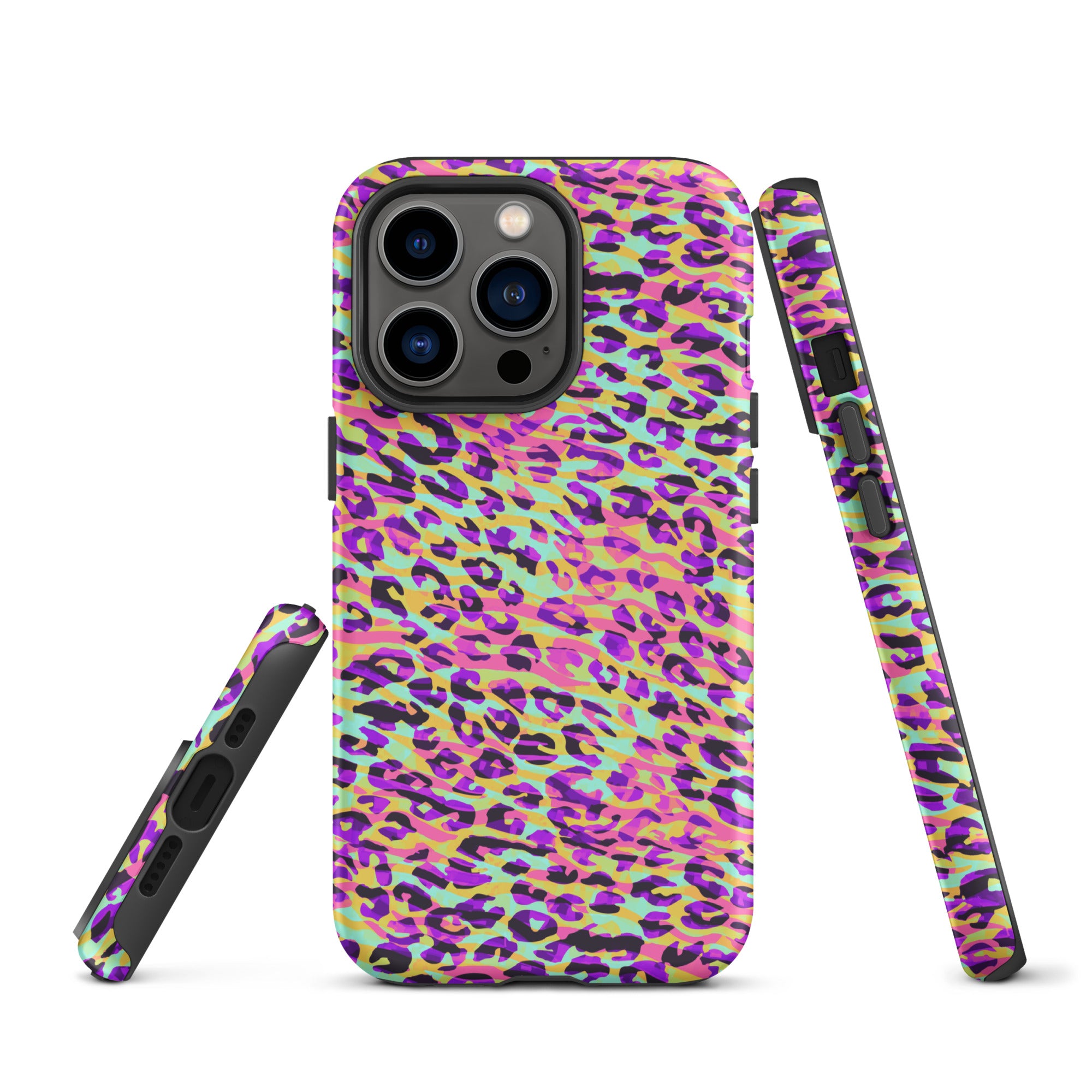 Tough Case for iPhone®- Zebra and Leopard Print Pink with Yellow