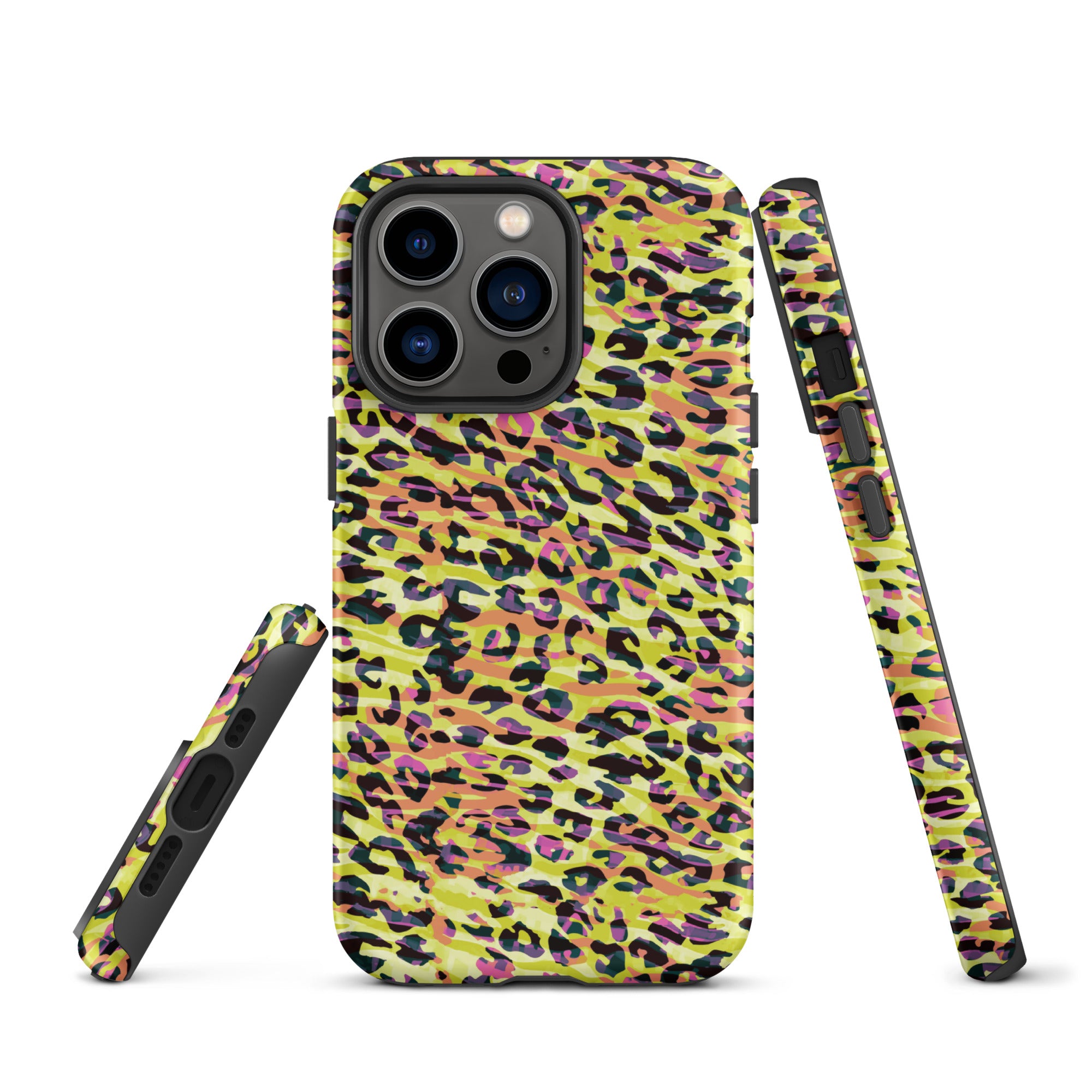 Tough Case for iPhone®- Zebra and Leopard Print Yellow with Orange