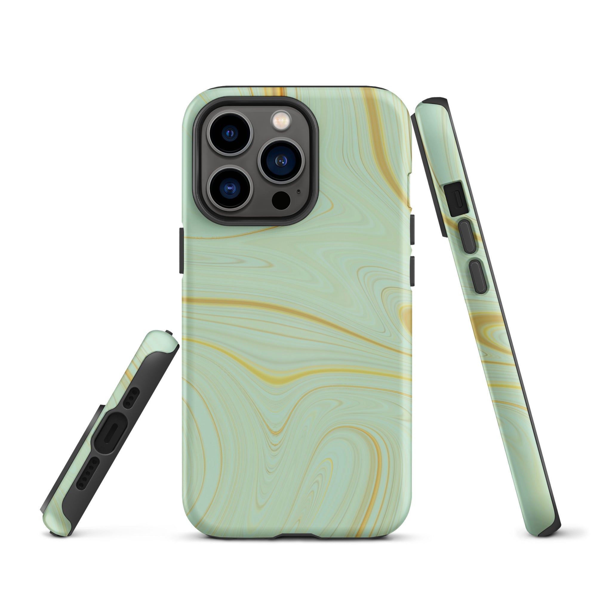Tough Case for iPhone®- Liquid Gold Marble Green