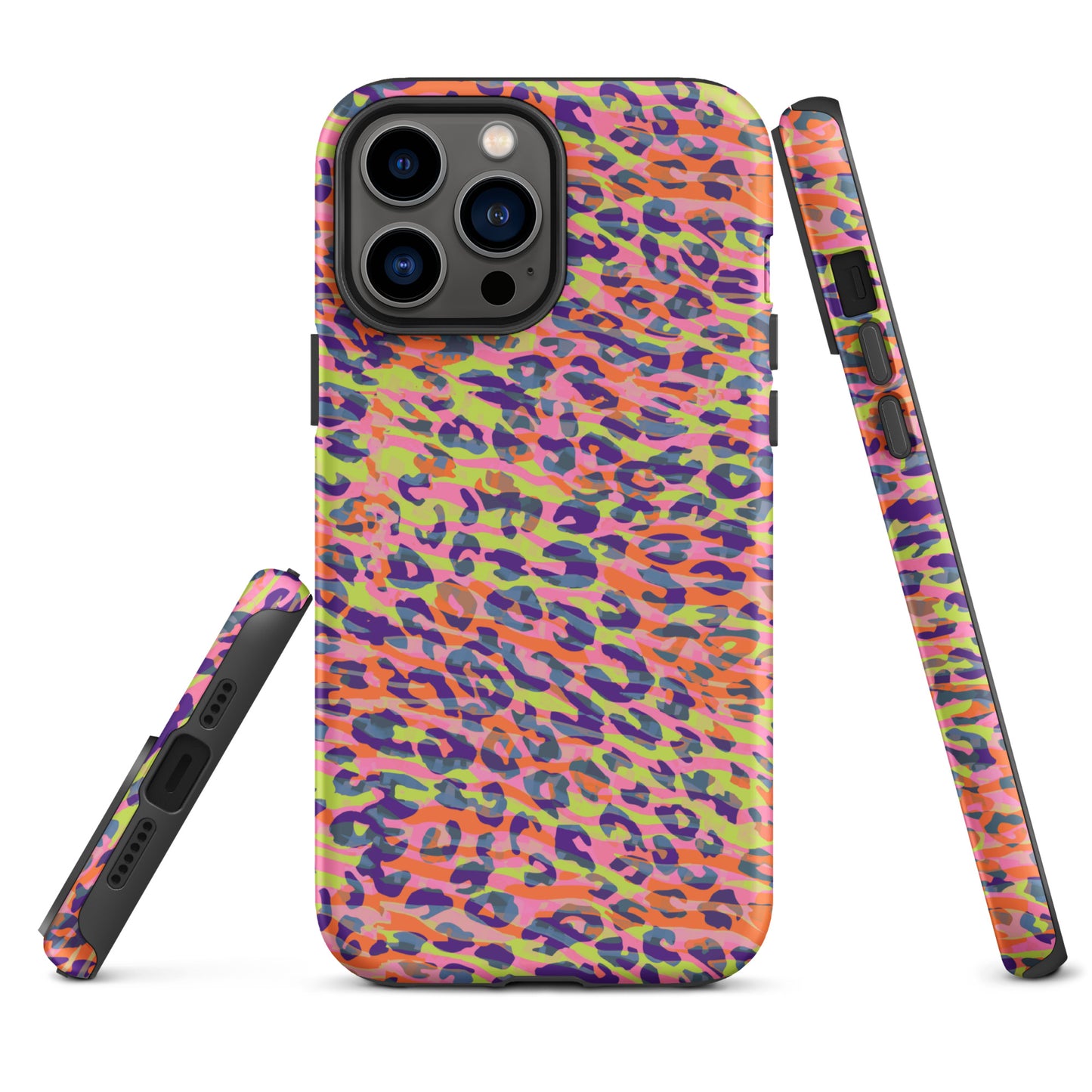 Tough Case for iPhone®- Zebra and Leopard Print Orange with Yellow