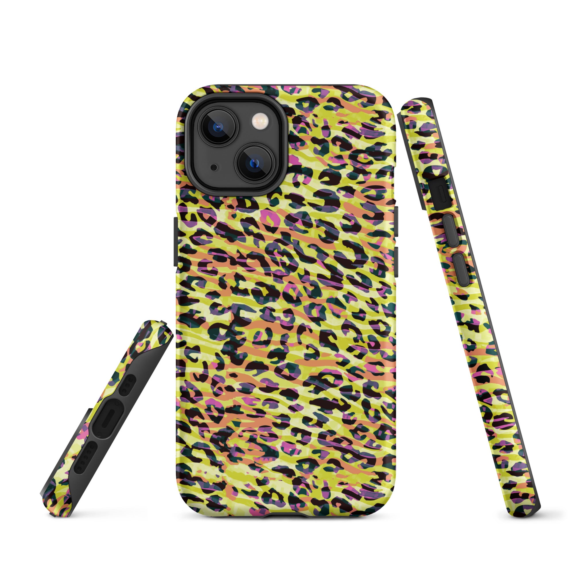 Tough Case for iPhone®- Zebra and Leopard Print Yellow with Orange