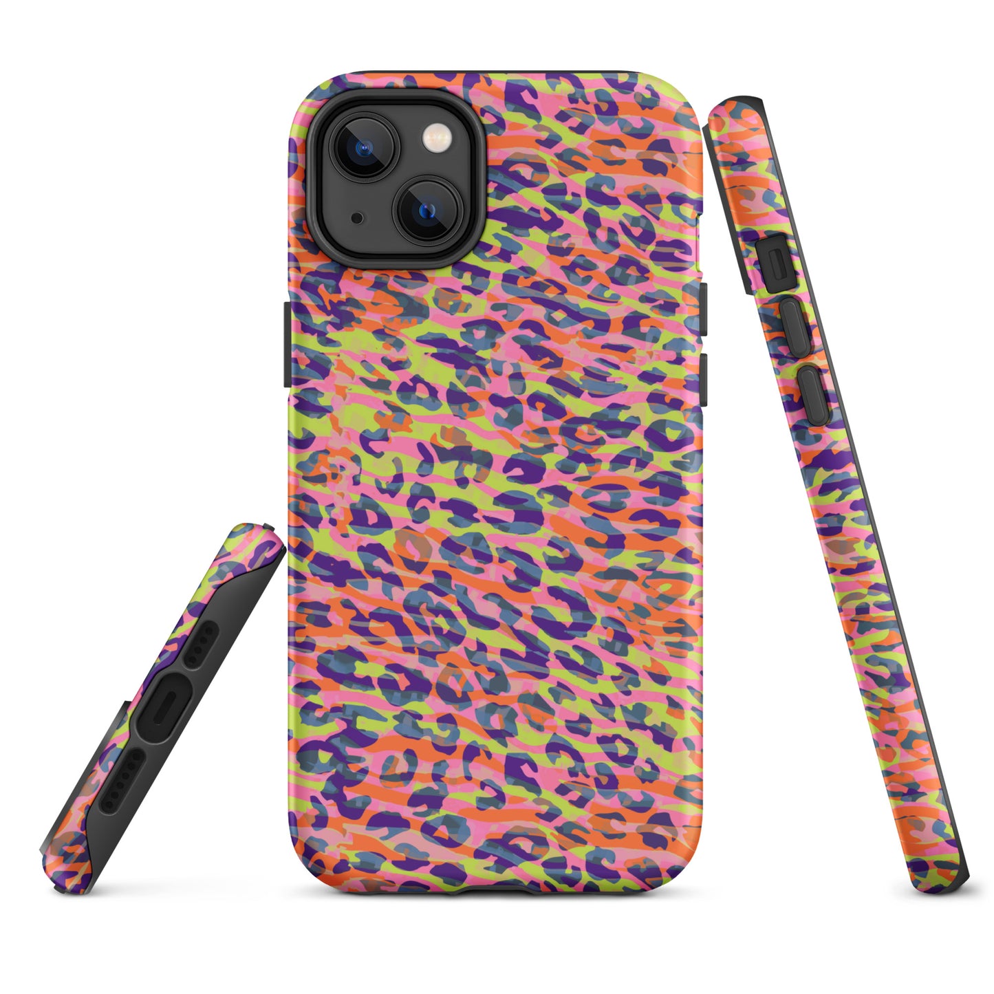 Tough Case for iPhone®- Zebra and Leopard Print Orange with Yellow