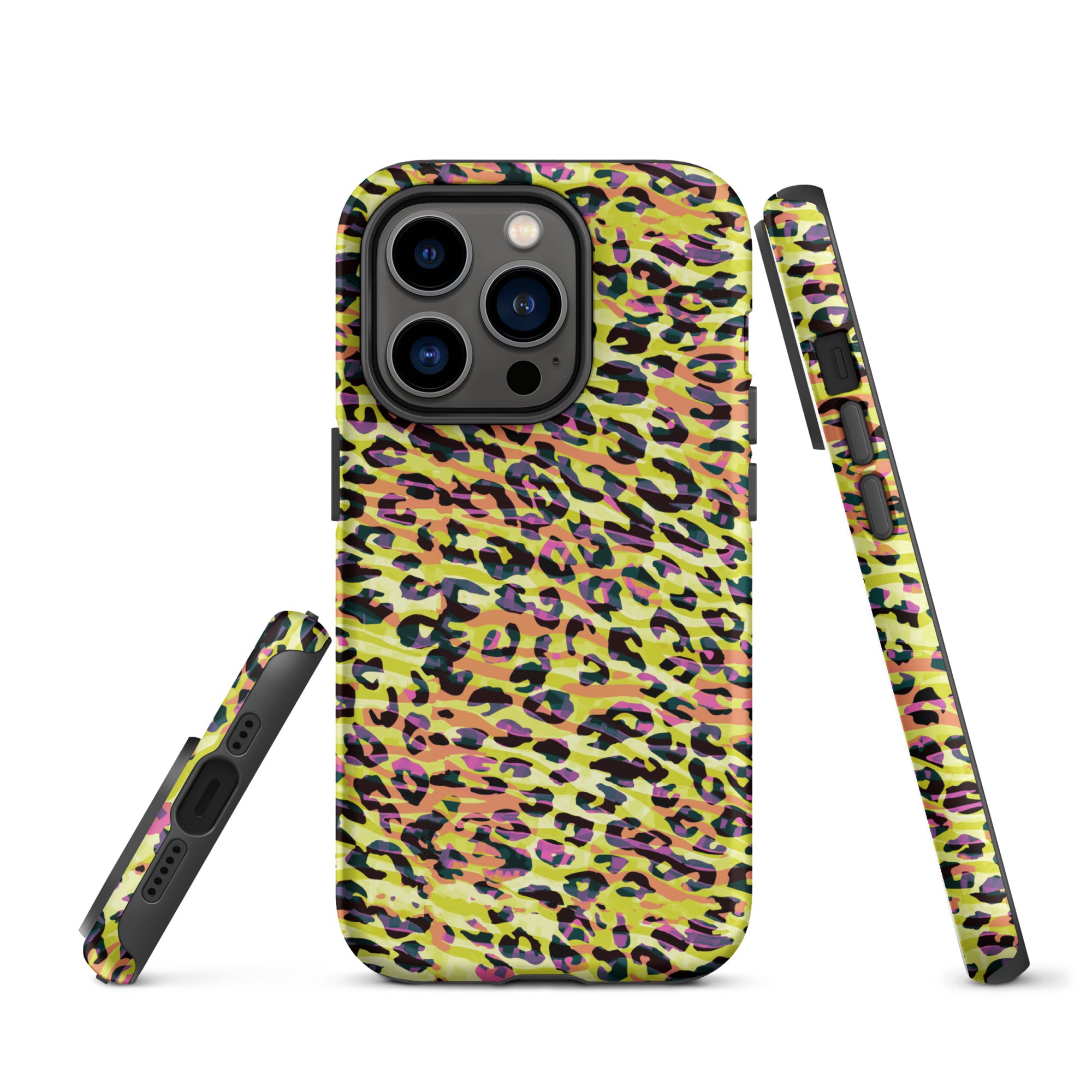 Tough Case for iPhone®- Zebra and Leopard Print Yellow with Orange