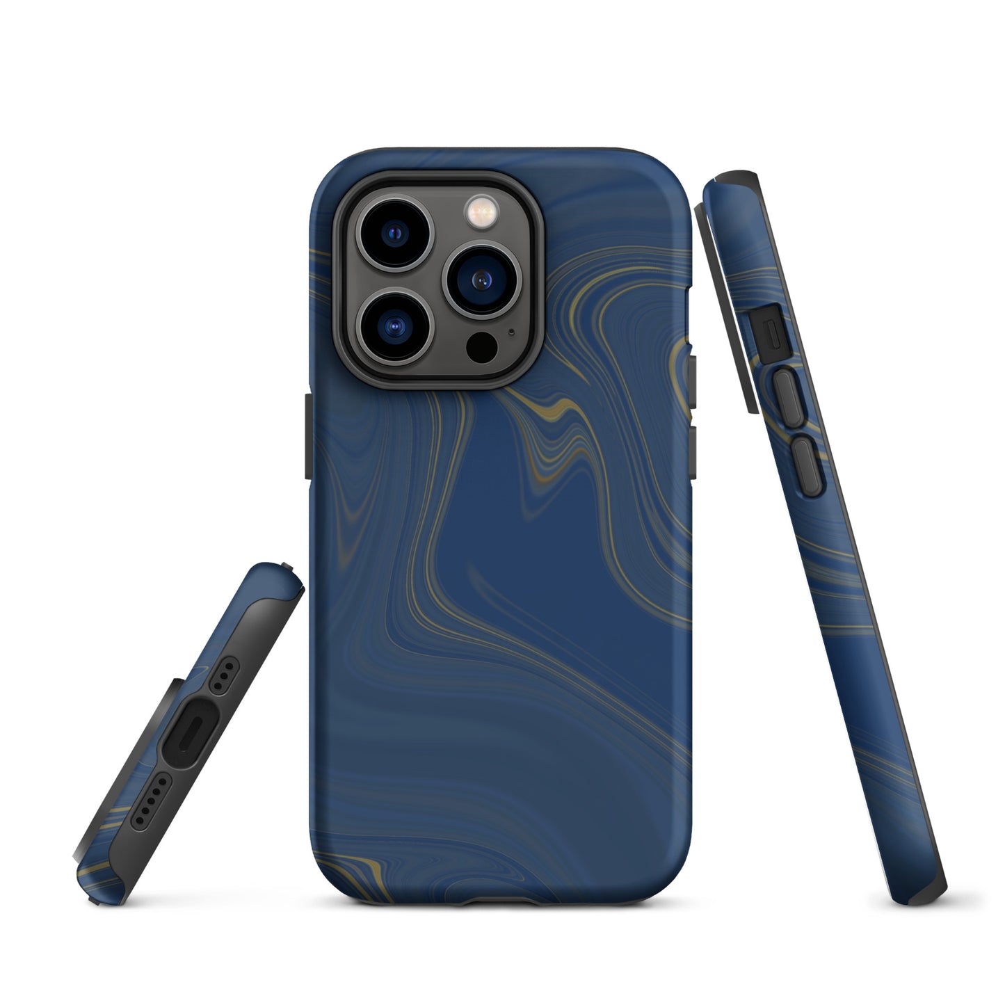 Tough Case for iPhone®- Liquid Gold Marble Blue