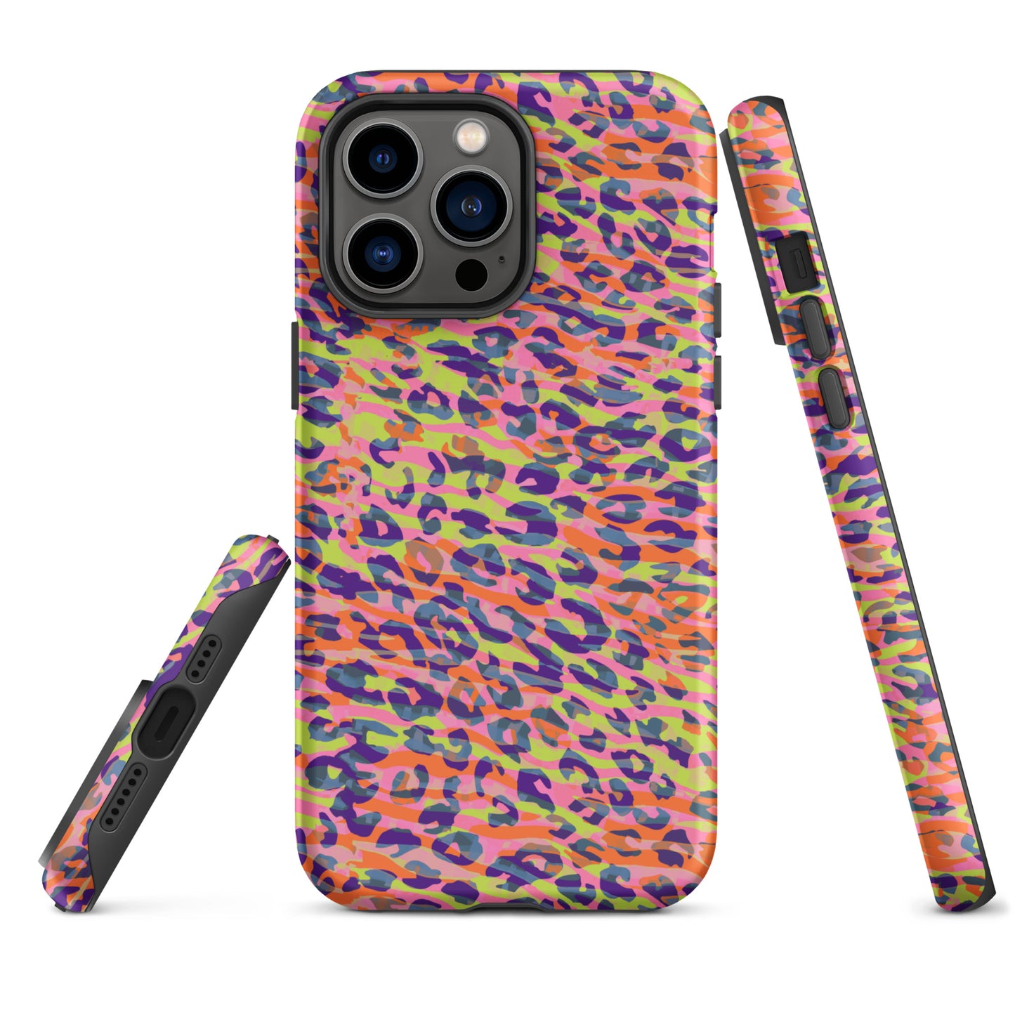 Tough Case for iPhone®- Zebra and Leopard Print Orange with Yellow