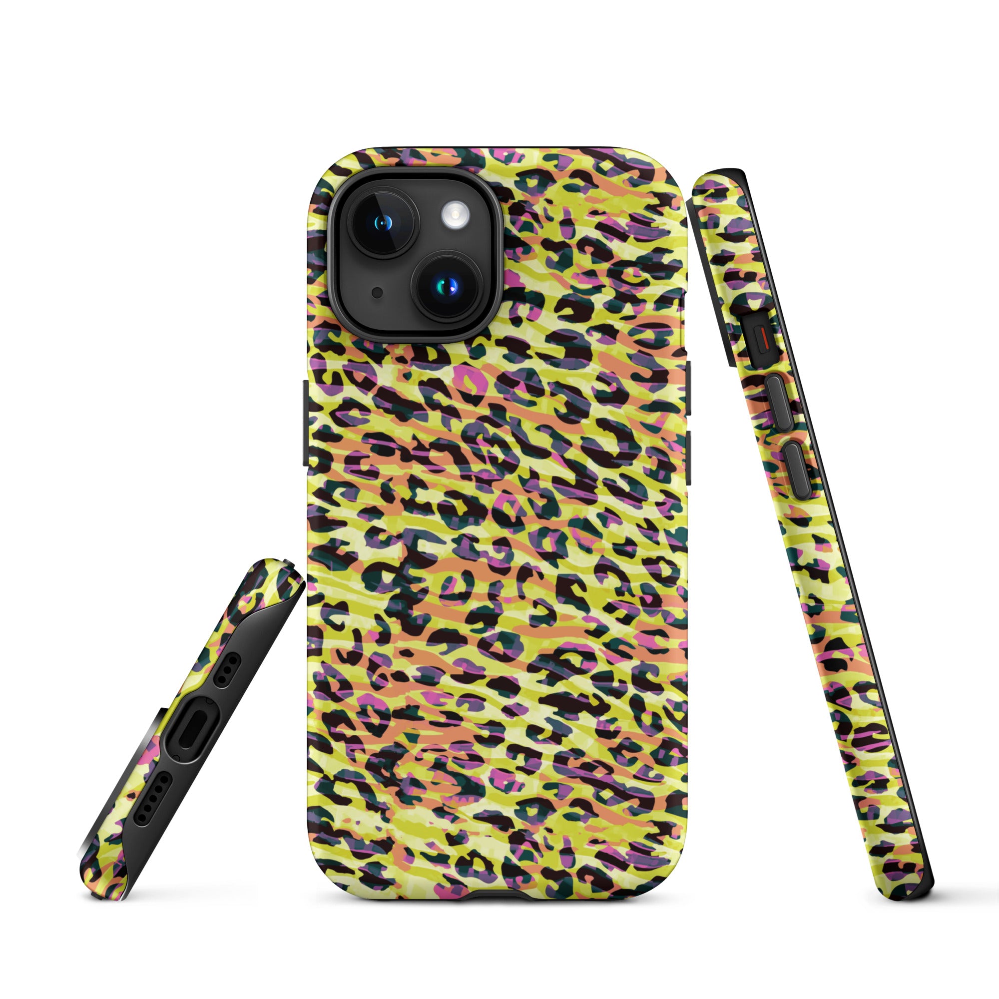 Tough Case for iPhone®- Zebra and Leopard Print Yellow with Orange