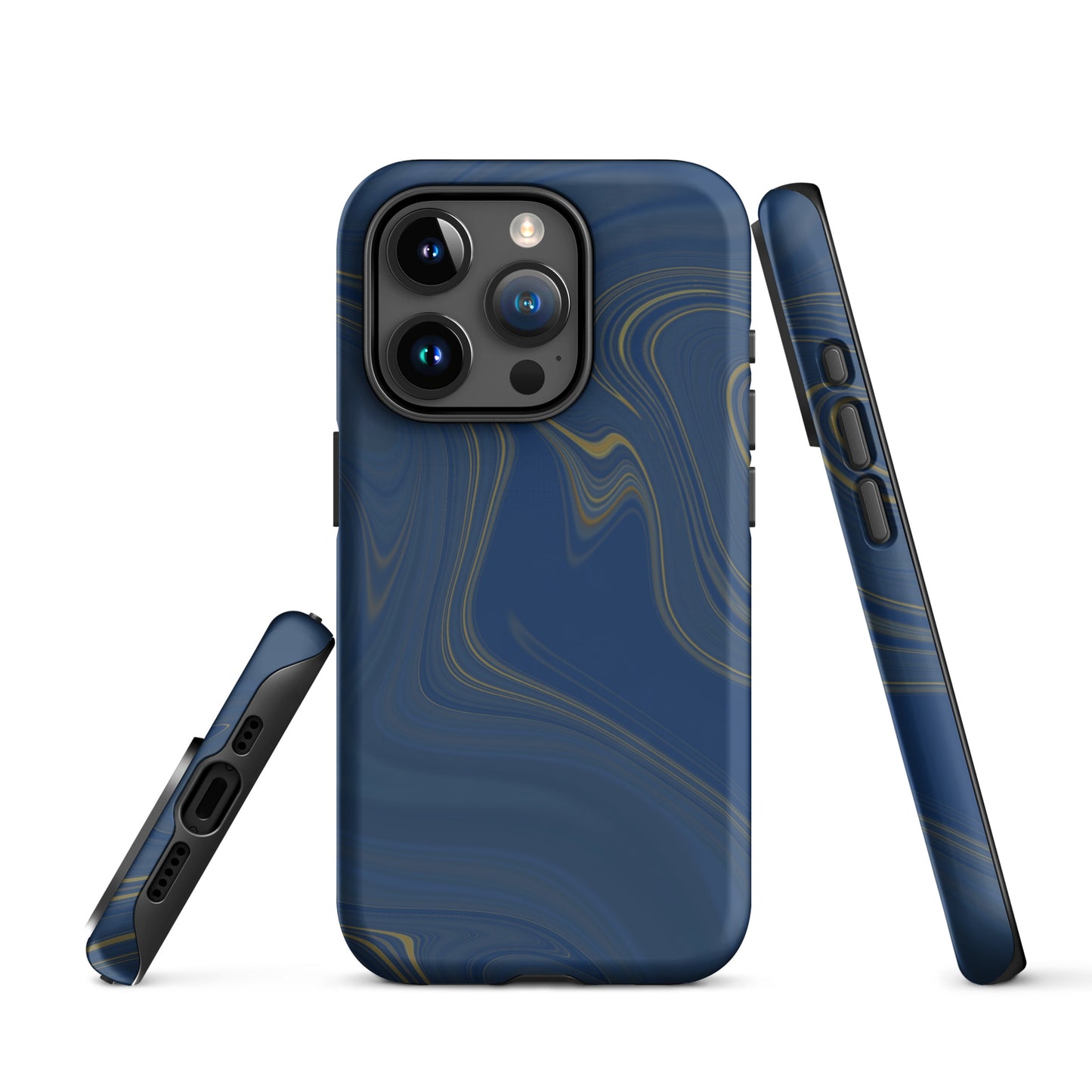 Tough Case for iPhone®- Liquid Gold Marble Blue