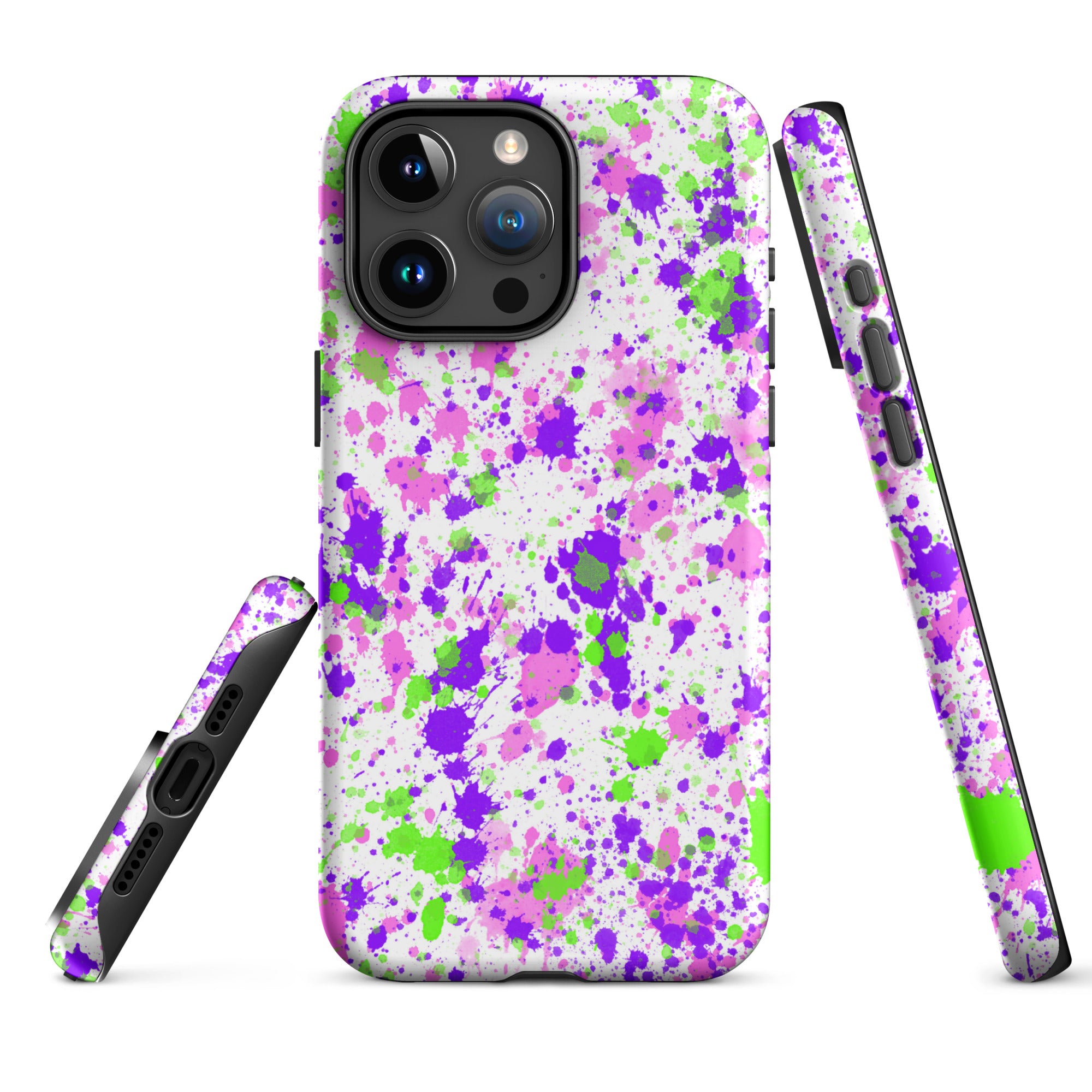 Tough Case for iPhone®- Paint Splatter Purple