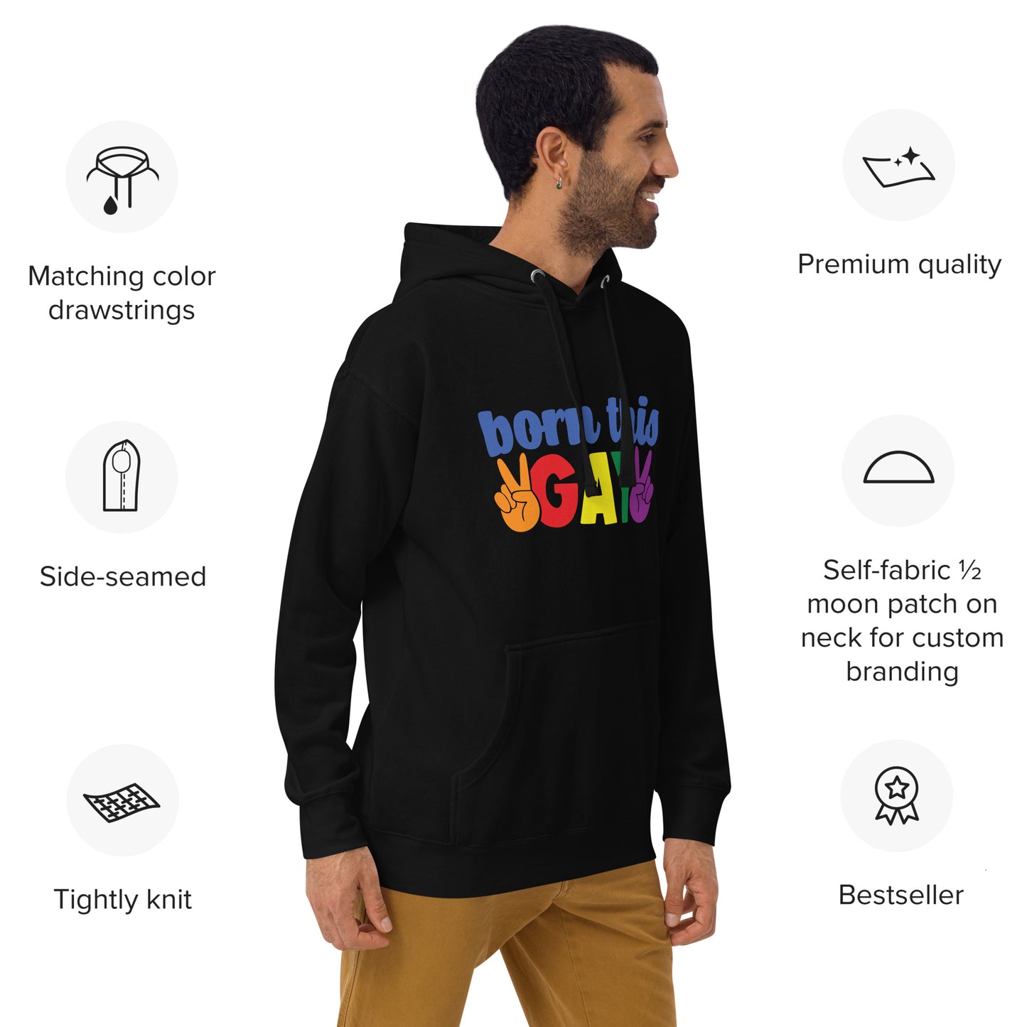 Unisex Hoodie- Born this gay