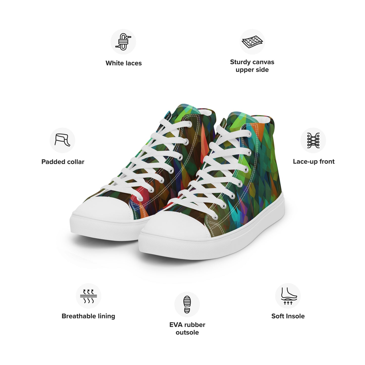 Women’s high top canvas shoes- Rainbow Forest