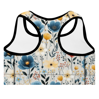 Padded Sports Bra-Butterfly Garden Yellow