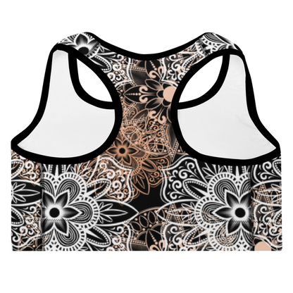 Padded Sports Bra- Mandala Brown and Black