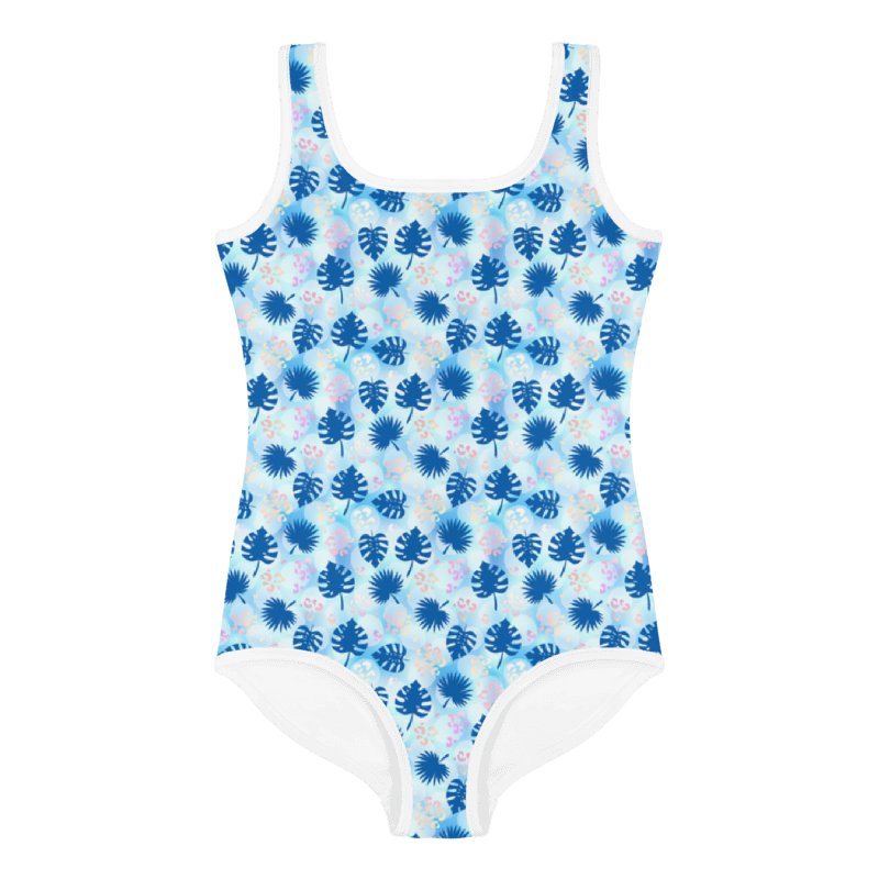 Kids Swimsuit- Summer Palm Leafs Blue