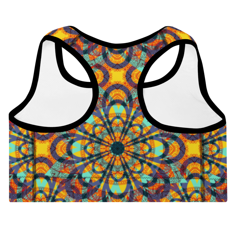 Padded Sports Bra-Floral kaleidoscope multicolour