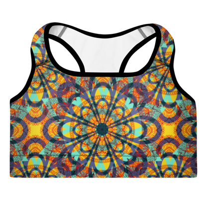 Padded Sports Bra-Floral kaleidoscope multicolour