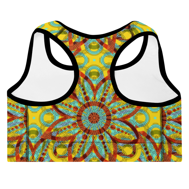 Padded Sports Bra- Floral kaleidoscope yellow