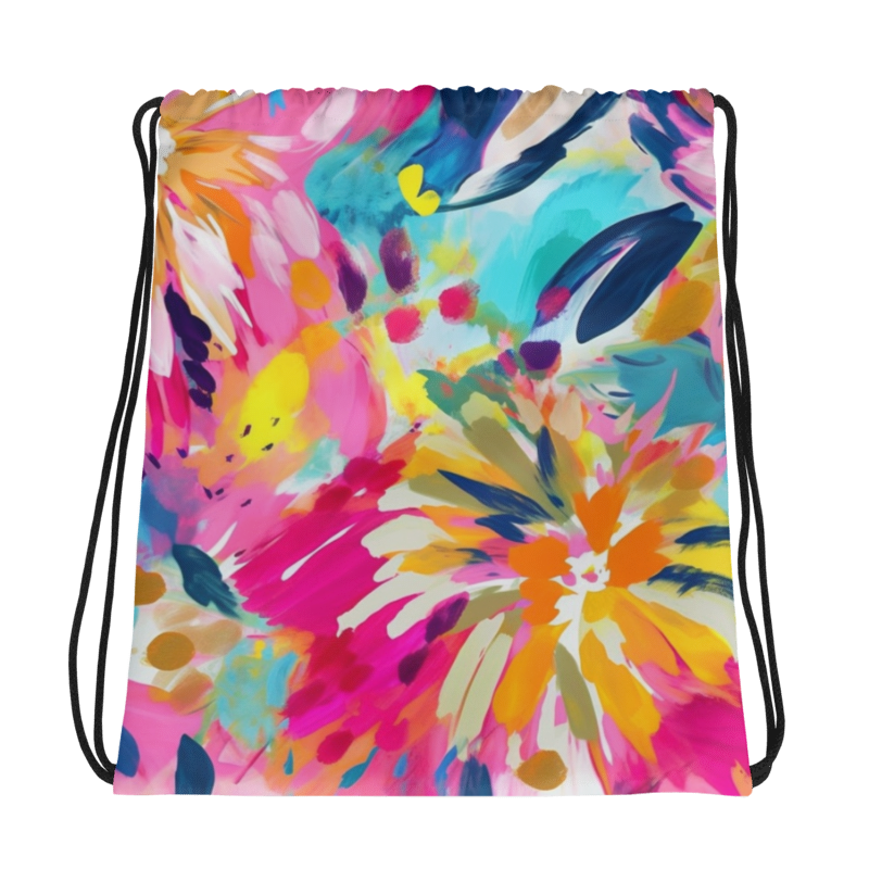 Drawstring bag- Watercolor Summer flowers II