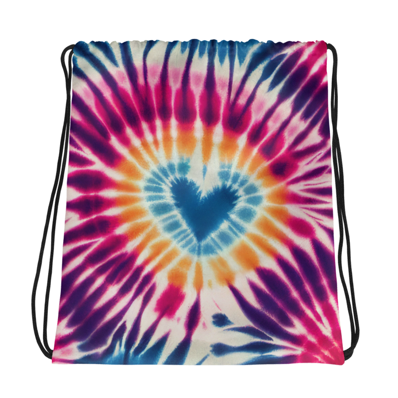 Drawstring bag- Tie Dye Hearts II