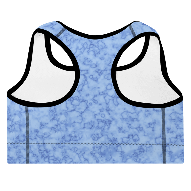 Padded Sports Bra- Marble Light Blue