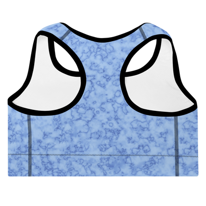 Padded Sports Bra- Marble Light Blue