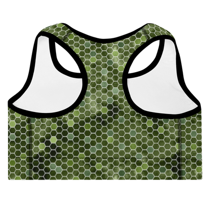 Padded Sports Bra- Honeycomb Green