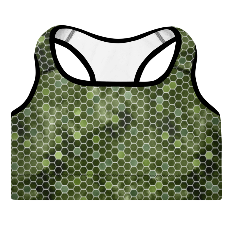 Padded Sports Bra- Honeycomb Green
