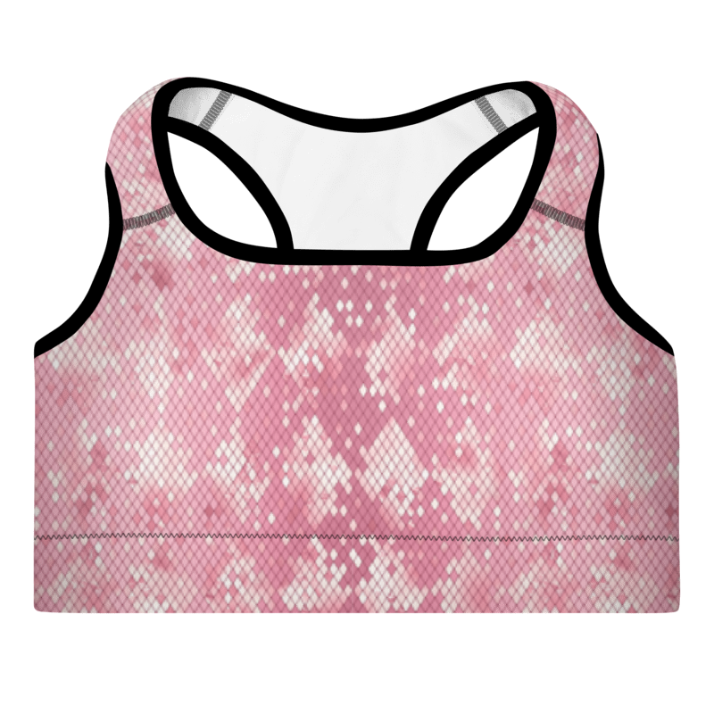 Padded Sports Bra- Snake print Pink