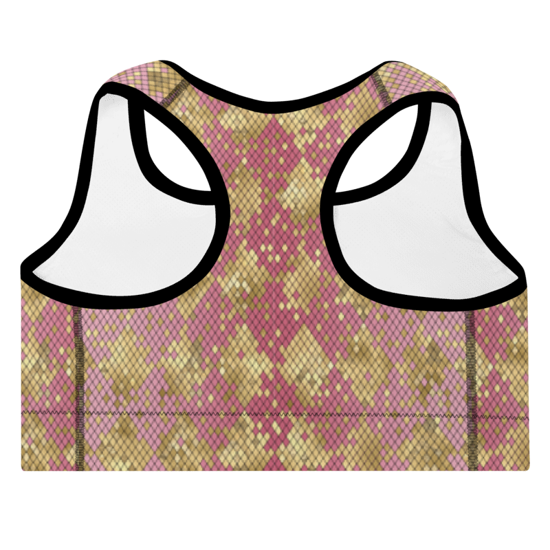 Padded Sports Bra- Snake print Pink and Gold