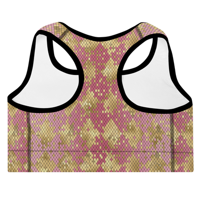 Padded Sports Bra- Snake print Pink and Gold