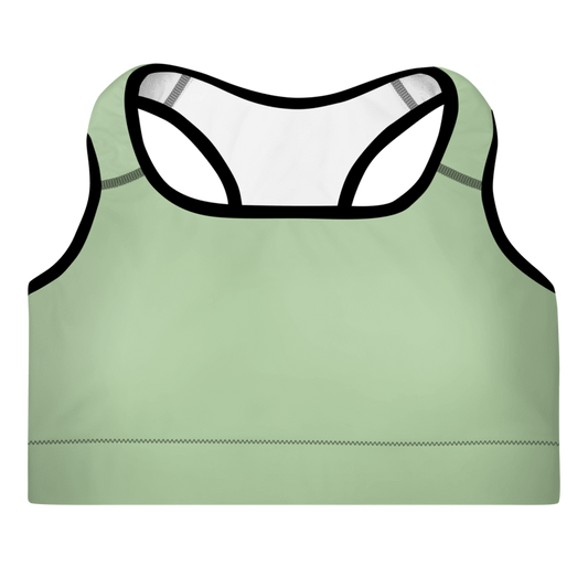 A light green  sports bra with a scoop neckline and racerback design.