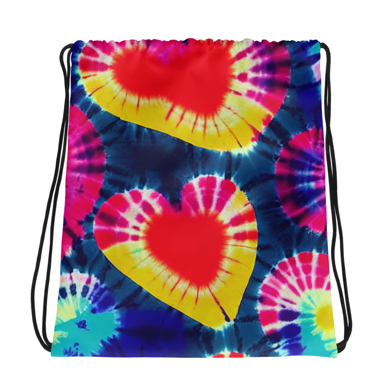 Drawstring bag- Tie Dye Hearts IV