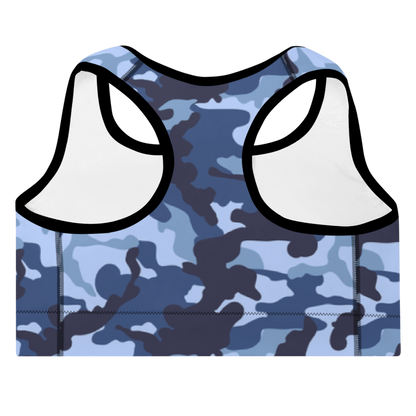 Padded Sports Bra- Camo Blue