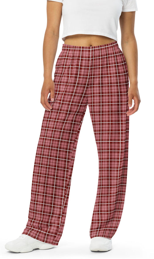 unisex wide-leg pants- Tartan Brown