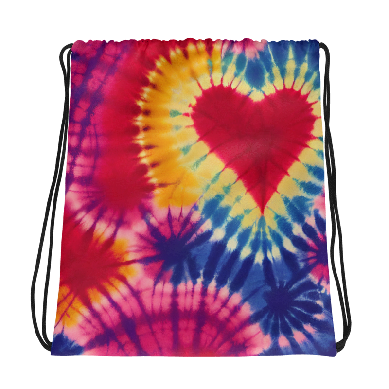 Drawstring bag- Tie Dye Hearts II