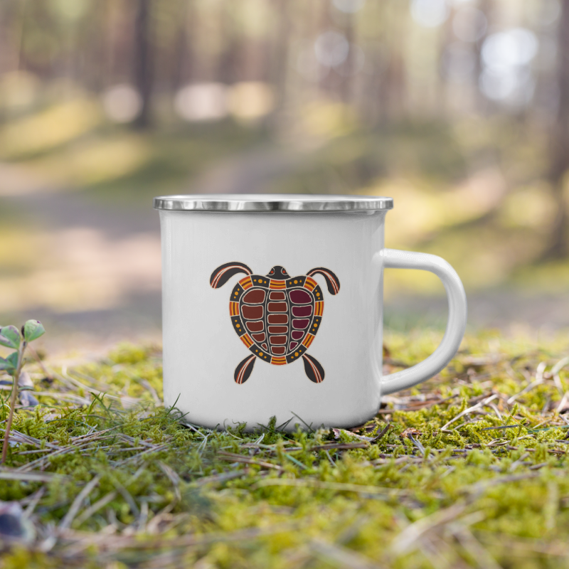 Enamel Mug- Australian Tribal Painting Turtle