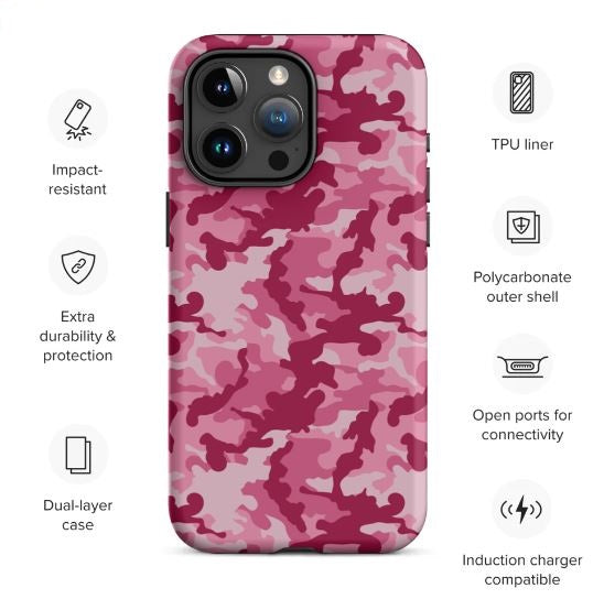 Tough Case for iPhone®- Camo Dark Pink