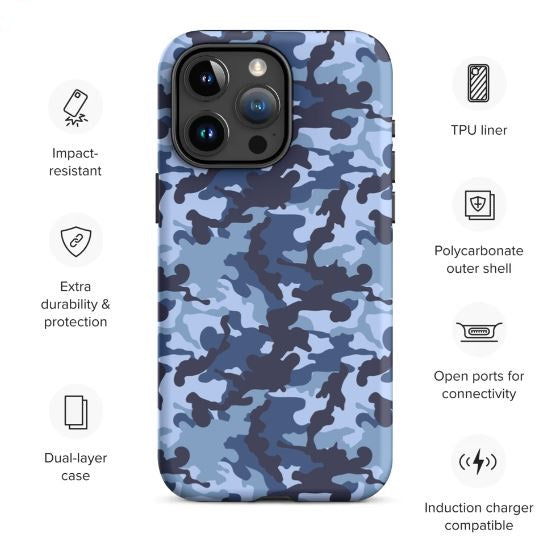 Tough Case for iPhone®- Camo Navy