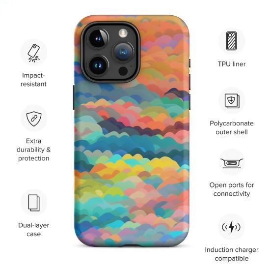 Tough Case for iPhone®- Rainbow Cloud Pattern 01