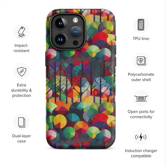 Tough Case for iPhone®- Rainbow Forest Pattern III
