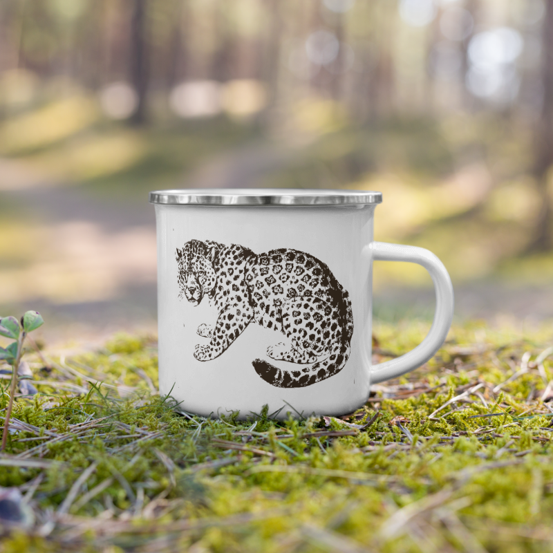 Enamel Mug- Hand Drawn Jaguar Mono
