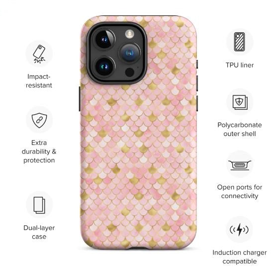 Tough Case for iPhone®- Mermaid Skin Pink