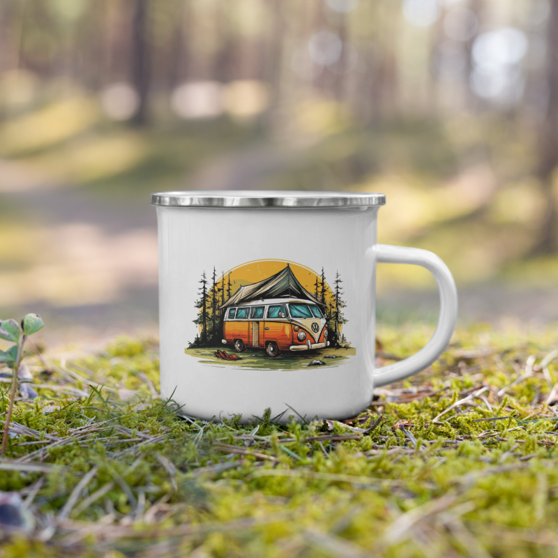Enamel Mug- Vintage Camping Car III