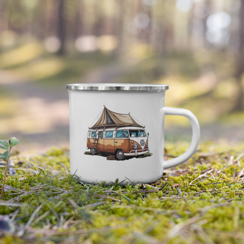 Enamel Mug- Vintage Camping Car IV