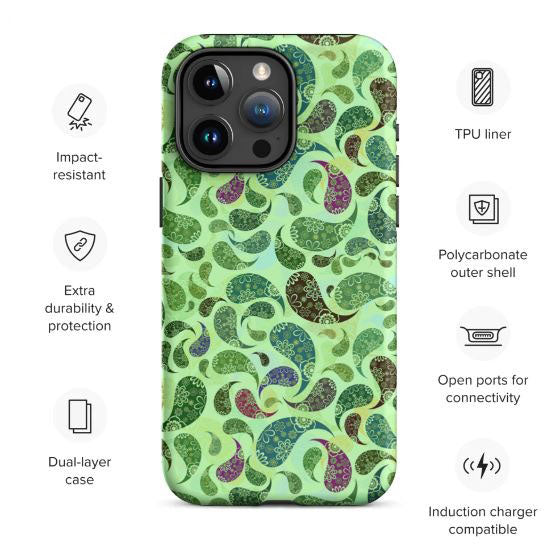 Tough Case for iPhone®- Paisley Green