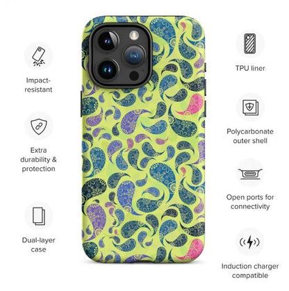 Tough Case for iPhone®- Paisley Yellow
