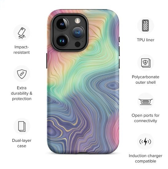 Tough Case for iPhone®- Rainbow Strata Pattern 01
