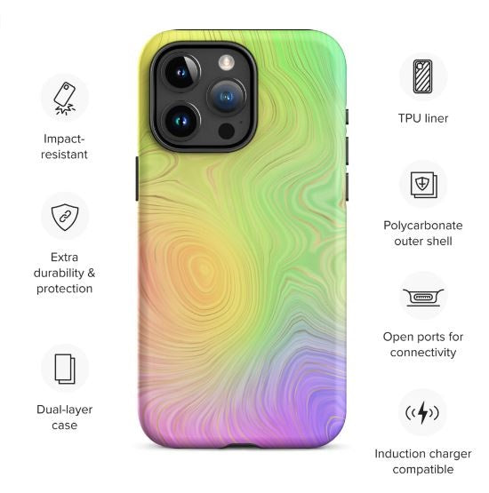 Tough Case for iPhone®- Rainbow Strata Pattern II