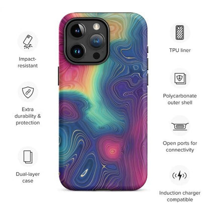 Tough Case for iPhone®- Rainbow Strata Pattern III