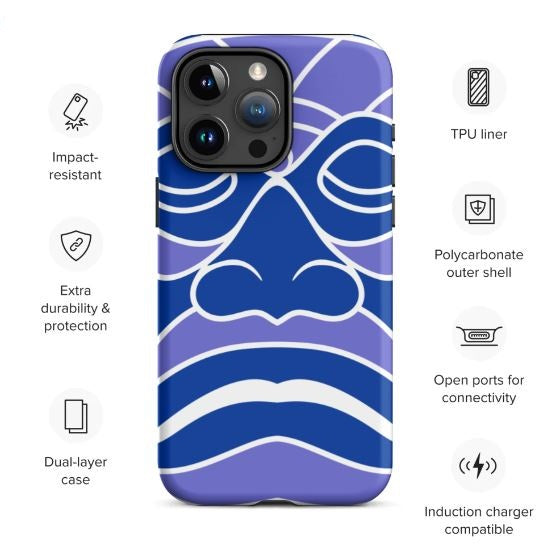 Tough Case for iPhone®- Totem Mask Blue