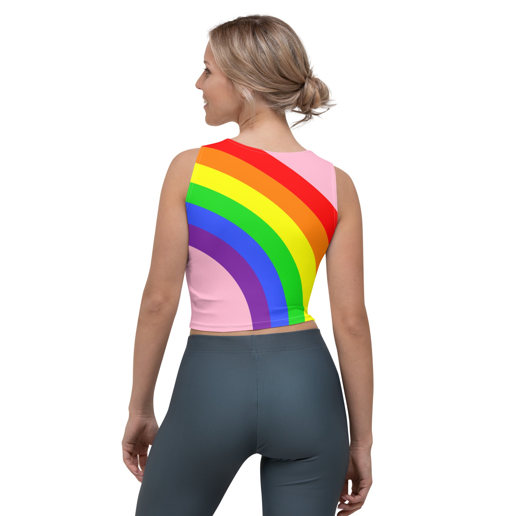 Crop Top- Rainbow on Pink